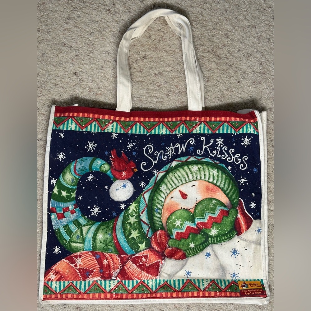 Festive Green and Red Canvas Tote Bag